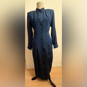 Vintage 80s ‘I Love You’ Corset Maxi Dress Navy Size 8